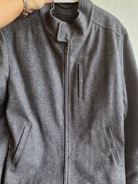 Banana Republic LARGE Gray Heathered Snap-Front Jacket
